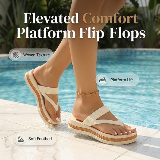 👡 50% OFF NOW! 🌺 Women's Woven Strap Platform Flip-Flops – Cloud-Like Cushion, Non-Slip Sole & Elevated Summer Style ✨