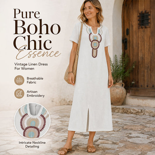 🌺🌊🌴 50% OFF! Embroidered maxi dress with slit – Summer elegance, absolute comfort.