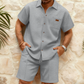 🎉 2026 Sale — Over 54,000 Sold! 👕 Men's Waffle Knit Short Sleeve Shirt & Shorts Set – Relaxed Summer Style 🌿