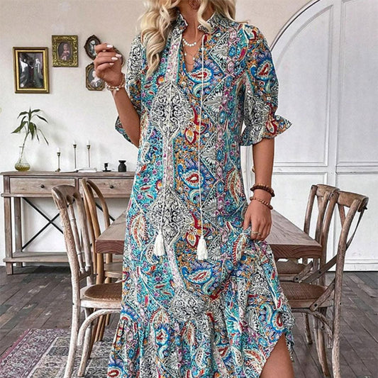 🌸🌿 LIMITED TIME 50% OFF! 🌺Women's Summer V-Neck Floral Dress – Floral print & breezy fit – Perfect for sunny days.