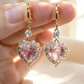 🎉 2026 Sale — Over 45,000 Sold!💎 Sparkling Heart-Shaped Drop Rhinestone Earrings – Gold Tone Pink Heart Dangle Earrings 💕