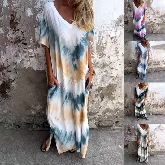 🎨✨ LIMITED TIME 50% OFF! 🦋V-Neck Printed Maxi Dress – Unique pattern & flattering drape – Stand out with effortless grace.