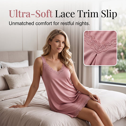 💤🌸 LIMITED TIME 50% OFF! 🌙Lace V-Neck Nightdress – Soft modal & comfy loose fit.