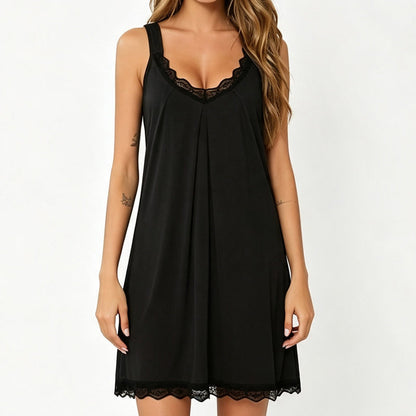 💤🌸 LIMITED TIME 50% OFF! 🌙Lace V-Neck Nightdress – Soft modal & comfy loose fit.