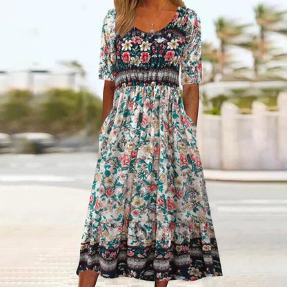 👗✨ LIMITED TIME 50% OFF! 🌸Bohemian Print Dress – Feminine ruffles & delicate waist tie – Elevate your everyday elegance.