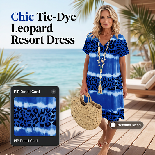 🎨👗 LIMITED TIME 50% OFF! 🐆Tie Dye Leopard V-Neck Dress – Bold print & relaxed fit – Make a statement effortlessly. 🌟