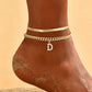✨💛 50% OFF! 🦋Dainty Layered Gold Initial Anklets – Elegant, Lightweight & Adjustable – Perfect for Everyday Charm & Gifting