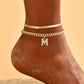 ✨💛 50% OFF! 🦋Dainty Layered Gold Initial Anklets – Elegant, Lightweight & Adjustable – Perfect for Everyday Charm & Gifting
