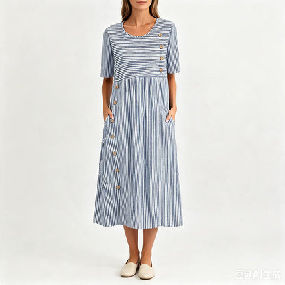 🌀☁️ LIMITED TIME 50% OFF! 👗Women's Casual Striped Relaxed Dress – Breezy fit & soft stripes – Perfect for effortless everyday style.