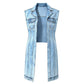 ✨💃 50% OFF! 👗Denim Vest Dress – High slit & longline style.