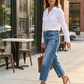 👖🎞️ LIMITED TIME 50% OFF! 📐Retro Cropped Straight Jeans – Vintage wash & clean cut – Timeless denim style.
