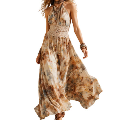 ☀️🌸 LIMITED TIME 50% OFF! 🌴Boho Halter Maxi Dress – Vacation-ready elegance.
