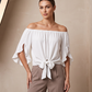 🌸👚 50% OFF! 🎀Off-Shoulder Bow Blouse – Sweet & chic.