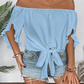 🌸👚 50% OFF! 🎀Off-Shoulder Bow Blouse – Sweet & chic.