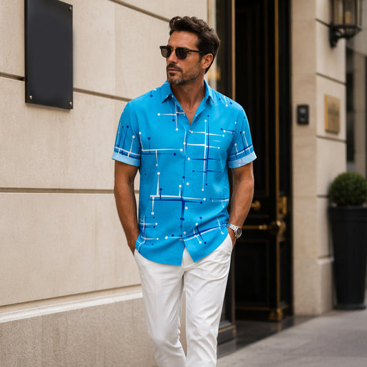 👔🎨 50% OFF! 📐Men’s Geometric Print Relaxed‑Fit Button‑Down Shirt – 2026 Sale — Over 36,200 Sold!