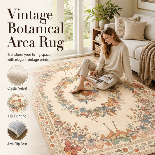 🏠🌺 50% OFF! ✨Vintage Floral Area Rug – Cloud-Soft Velvet & Timeless Pattern for Every Room.