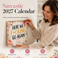 📅🌸 50% OFF! 😄Funny 2027 Wall Calendar for Women – Sarcastic Quotes & Watercolor Floral Art.
