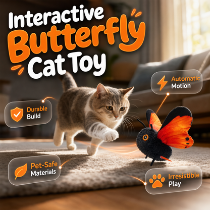 🐱✨50% OFF! 🦋⚡ Smart Sensing Automatic Flapping Butterfly Cat Toy – Interactive Electric Pet Play Toy for Indoor Cats. Over 17,836 Happy Cats Playing!✨