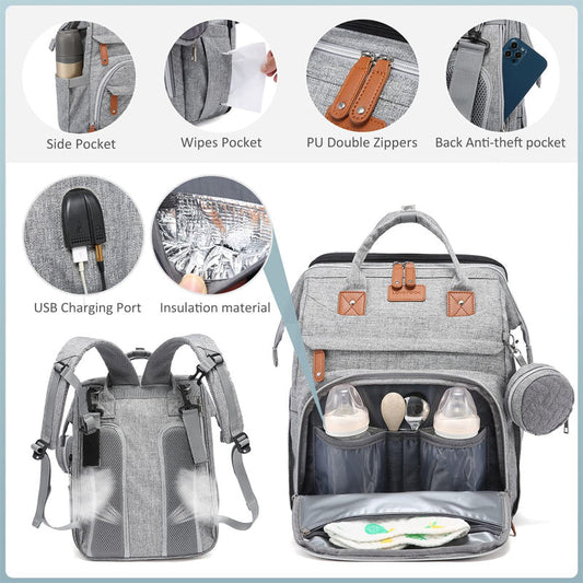 👶🎒 50% OFF! 🛏️Foldable Diaper Bag with Changing Station – 3-in-1 Carry, Crib & Organizer for On-the-Go Parents.