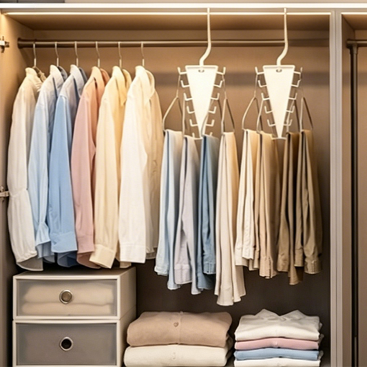 🧺 LIMITED‑TIME 50% OFF! 👔 Triangle Closet Organizer – V-shaped design hangs belts, scarves & ties neatly on both sides. 360° rotating hook – grab what you need without rummaging. Perfect for small wardrobes! 🏡