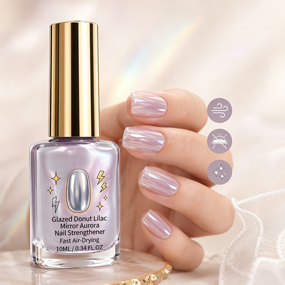 💅✨ 50% OFF! 💜 Lilac Glossy Mirror Nail Strengthener – Fast Air-Dry, Chip-Resistant & Long-Lasting Aurora Finish