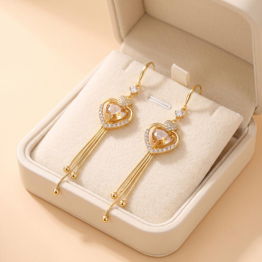 💎🦷 50% OFF! 👑Heart-Shaped Zircon Tassel Dangle Earrings – Over 29,000 Sold!