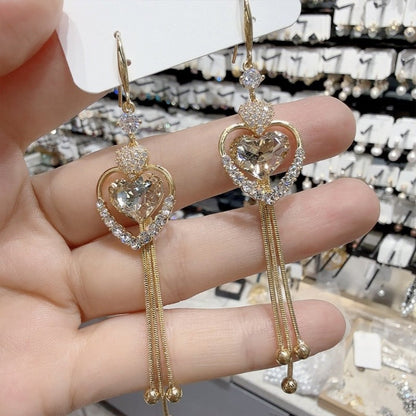 💎🦷 50% OFF! 👑Heart-Shaped Zircon Tassel Dangle Earrings – Over 29,000 Sold!