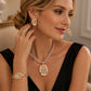 💎✨ 50% OFF! 💍 Elegant Rhinestone Jewelry 4-Piece Set – Necklace, Earrings, Bracelet & Ring – Premium Zinc Alloy, Perfect Gift