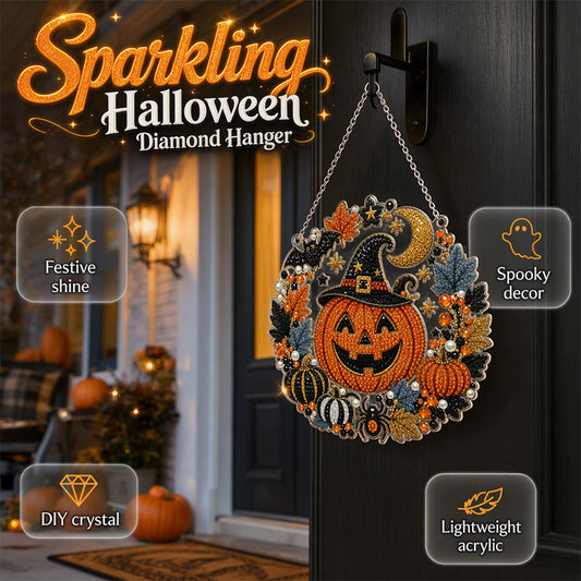 🎃💎 50% OFF! 🖌️Halloween Diamond Art Hanging Ornament Kit – Fun DIY Craft for Festive Decor.