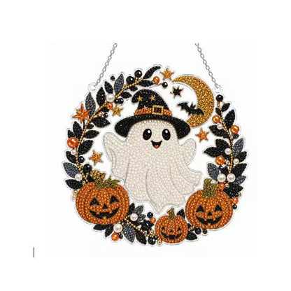 🎃💎 50% OFF! 🖌️Halloween Diamond Art Hanging Ornament Kit – Fun DIY Craft for Festive Decor.