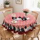 🏡 2026 Sale — Over 15,700 Sold! 🐓 Farmhouse Rooster Tablecloth – Red Buffalo Plaid, Spill Proof & Scalloped Lace Edge 🍽️