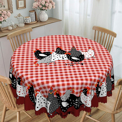 🏡 2026 Sale — Over 15,700 Sold! 🐓 Farmhouse Rooster Tablecloth – Red Buffalo Plaid, Spill Proof & Scalloped Lace Edge 🍽️