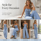 👖✨ 50% OFF! Women Spaghetti Strap Wide Leg Denim Jumpsuit – High Waist, Stretch Denim, S-3XL