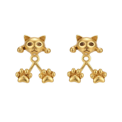 🐱💛 50% OFF! 3D Cute Peeking Cat Stud Earrings – Playful Front-Back Design, Vintage Finish & Lightweight