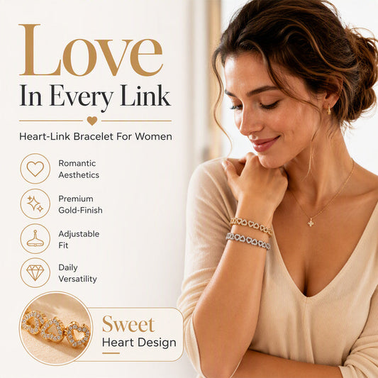 💎✨ 50% OFF! Women's Elegant Sparkling Heart Bracelet – Gold & Silver, Perfect Gift