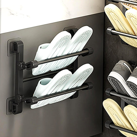 🚪 50% OFF NOW! 👟 Foldable Door Shoe Rack – Wall-Mounted, No-Drill & Two-Tier – Saves Floor Space 🛁