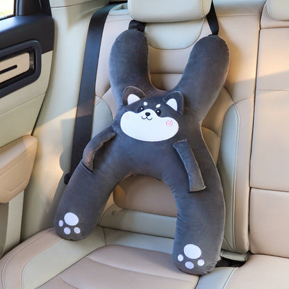 🧒 50% OFF NOW! 🚗 H-Shape Travel Neck Pillow – Ergonomic Support, Seatbelt Slot & Soft Plush – For Kids on Car Rides 🐼