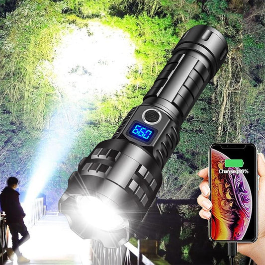 🔦 50% OFF NOW! ⚡ High-Power Rechargeable Flashlight – 90000 Lumens, 7 Modes, Power Bank & IPX6 – Camping, Emergency & Everyday Carry 🌙