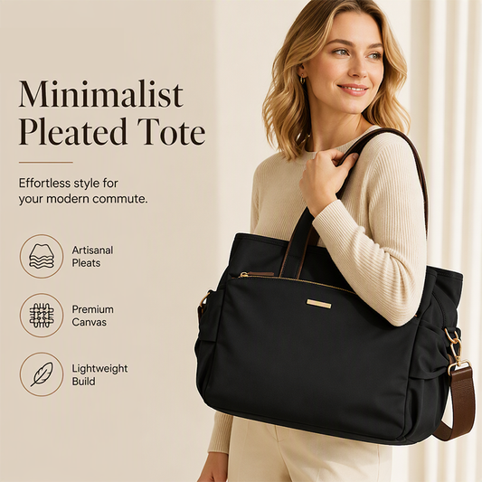 👝🌸 50% OFF! 🎨Casual Canvas Tote Bag with Pleated Side Pockets for Women – Stylish & Multi-Pocket