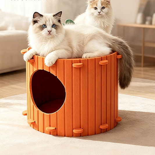 🥕 2026 Sale — Over 19,600 Sold! 🐱 Cozy Carrot Cat Cave – Semi-Enclosed Plush Bed with Scratch-Resistant Felt | All-Season Indoor Comfort 🏠