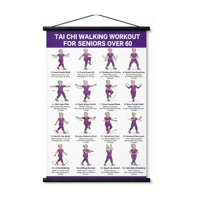 📜 LIMITED‑TIME 50% OFF! ☯️ Tai Chi Workout Poster for Seniors – 16 Step-by-Step Exercises, Walking & Chair Styles 👴