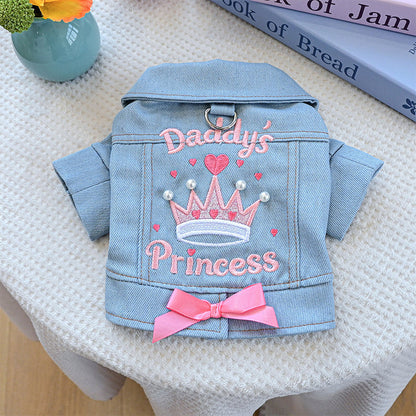 🐾 2026 Sale — Over 31,200 Sold! 👗 Cute Princess Denim Dog Jacket – Soft Embroidered Pet Coat for Daily Walks & Photos 🐶