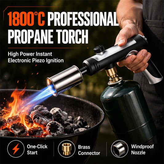 🔥 50% OFF NOW! 💨 Windproof Torch Lighter – 1800°C Propane Flame, 3-Second Ignition & Adjustable Searing Power 🥩