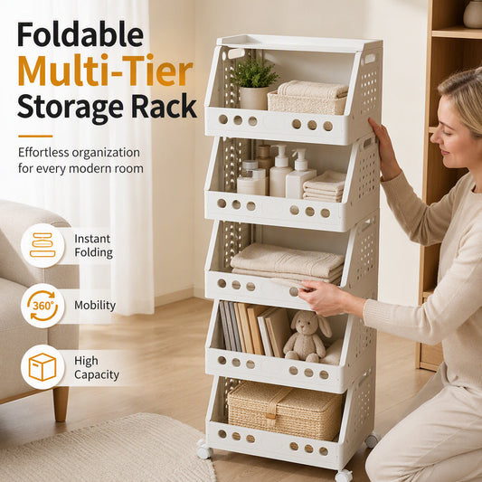 🛒 LIMITED‑TIME 50% OFF! 🏠 24,198 Sold – Multi-Tier Foldable Storage Organizer with Wheels – Instant Space Recovery, Seamless Mobility & Precision Engineering 🗄️