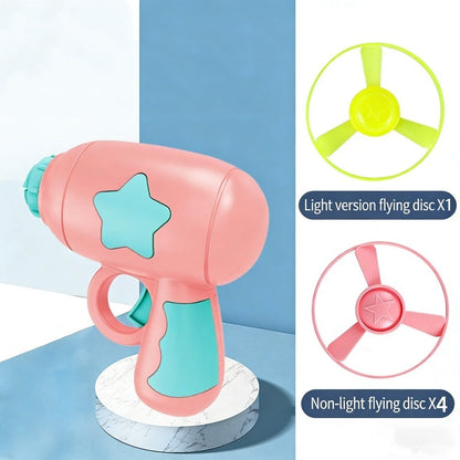 🎯 2026 Sale — Over 28,700 Sold! 🛸 LED Flying Disc Launcher Gun Toy – One-Click Launch, Battery-Free & Family/Pet Friendly Fun 🌈