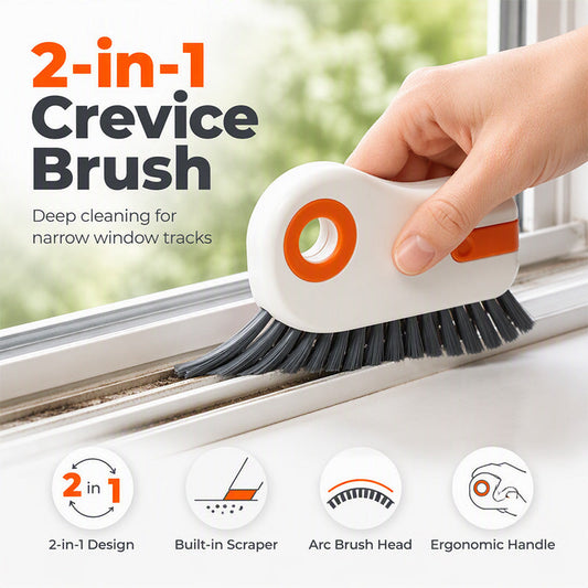🪟 2026 Sale — Over 20,400 Sold! 🧹 2-in-1 Window Groove Cleaning Brush with Built-in Scraper – Narrow Crevice Tool with Hard Bristles 🐋