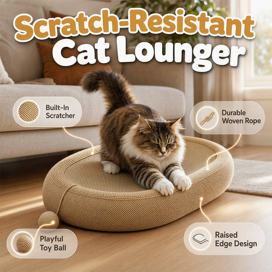 🐾 2026 Sale — Over 23,800 Sold! 🐱 Wear-Resistant Sisal Cat Scratcher Bed – Roomy Oval Shape, Cat Toy Included & Furniture-Friendly Design 🌿
