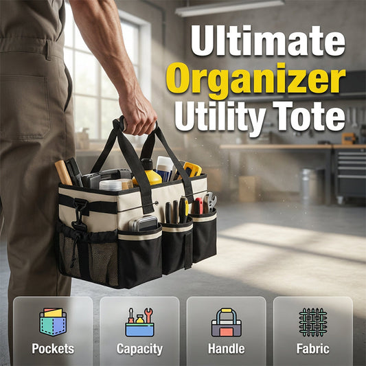 🧺 50% OFF NOW! 🛠️ Utility Tote with Pockets – Heavy-Duty Fabric, Spacious Interior & Padded Handle – For Tools, Gardening & Daily Carry 📦
