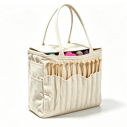 🧶 LIMITED‑TIME 50% OFF! 🌟 Canvas Yarn Storage Bag with Needle Pockets – Spacious, Organized & Craft‑Ready 🪡