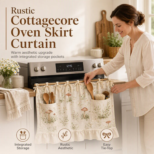 🍽️ LIMITED-TIME 50% OFF! 🏠 Oven Skirt Curtain with Pockets – Rustic Cottagecore Style, Quick-Access Storage & Easy Install ✨